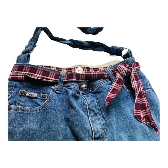 Upcycled Denim Blue Jean Purse Handbag Handmade Lace Faux Leather Levi's - Picture 3 of 6